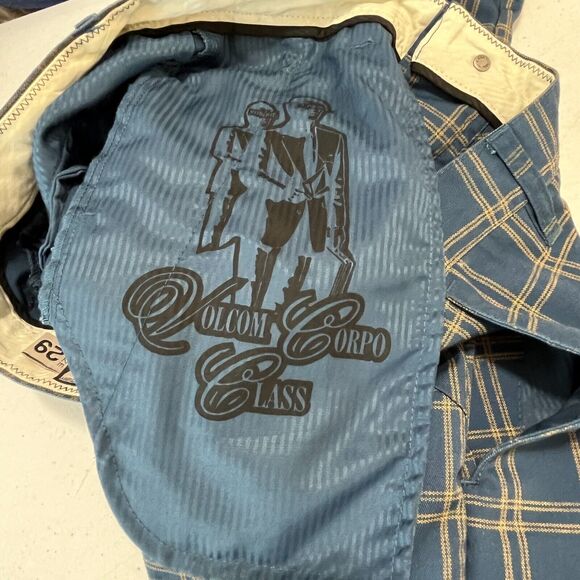 Volcom Shorts Mens 29 Blue‎ Plaid Frickin Chino Skater Streetwear Surfer Beach - Picture 6 of 8